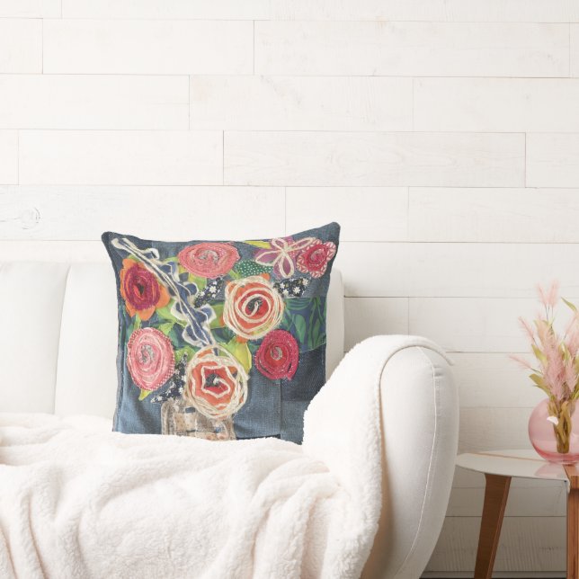 art quilt designed roses bouquet pillow with sunfl kissen (Liege)