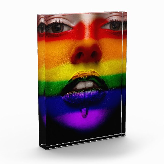 Art: Rainbow Gay Pride Face Fotoblock (Links)