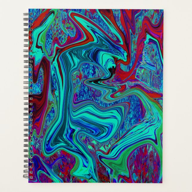 Art rétro Abstrait super en bleu et rouge (Devant)