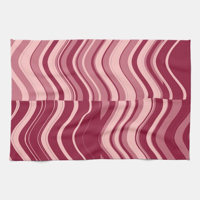 Art Retro Deep Red and Pink Wave Abstrakt Handtuch (Horizontal)