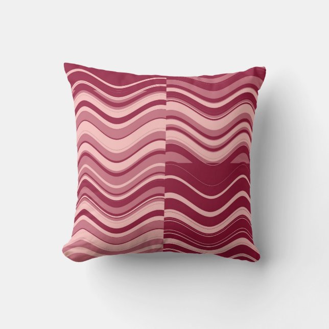 Art Retro Rosa Wave Abstrakt Kissen (Vorderseite)