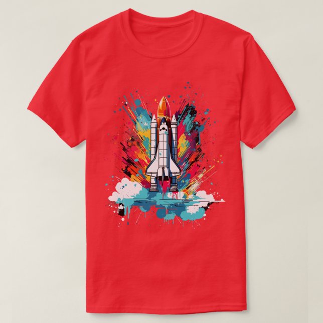 Art Rocket Launch Space spendet Wissenschaft spend T-Shirt (Design vorne)