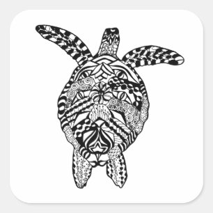 Art-Schildkröte Quadratischer Aufkleber