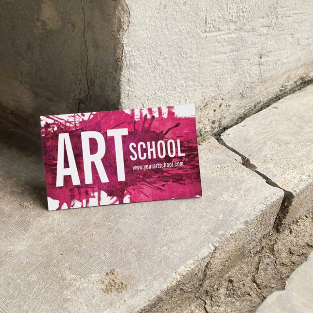 Art School Pink Magenta Ink Splash Carte de visite (Perfect for business)