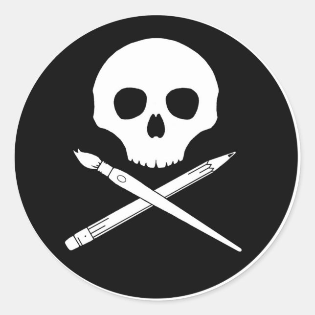 Art Skull Runder Aufkleber (Vorderseite)
