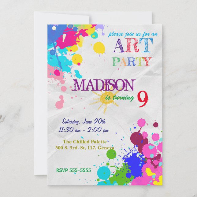 Art / Soirée de peinture Invitation d'anniversaire (Devant)