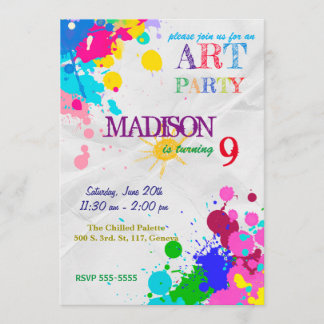 Art / Soirée de peinture Invitation d'anniversaire