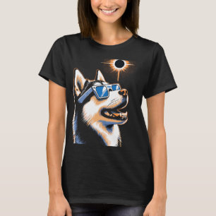 Art Solar Eclipse Husky Hund Tragen Eclips Brille T-Shirt