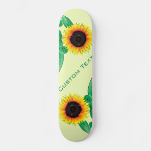 Art Sonnenblumen - Ihren Text hinzufügen / Name- Skateboard