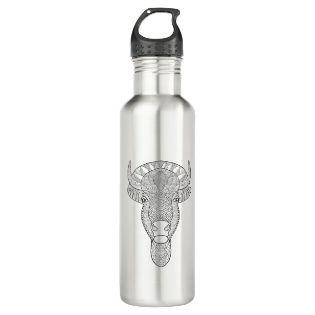 Art-Stier-Kopf Edelstahlflasche (Vorderseite)