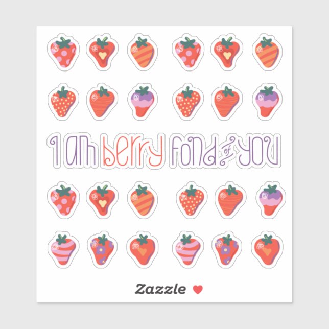 Art Strawberries Small Custom Cut Vinyl Sticker (Blatt)