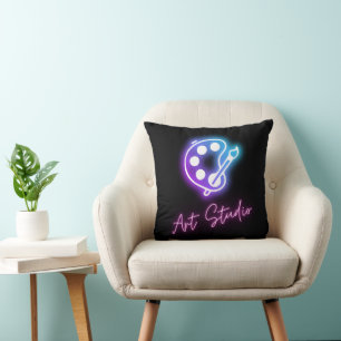 Art Studio Neon Line Art Kissen