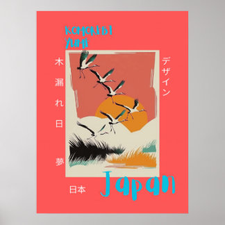 Art Sunrise Crane Imprimer - Poster de voyage japo