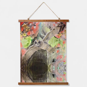 Art Tapestry - Pueo Wandteppich Mit Holzrahmen