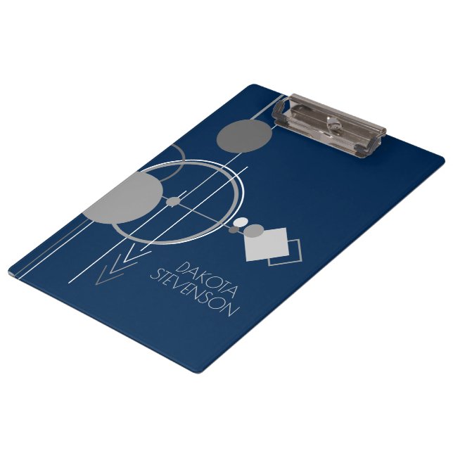 Art Tattoos Line | Navy Blue Gray Custom Branding Klemmbrett (Schrägansicht)