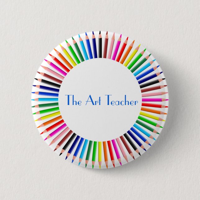Art Teacher Button, Stifte, Geschenk für Lehrer Button (Vorderseite)