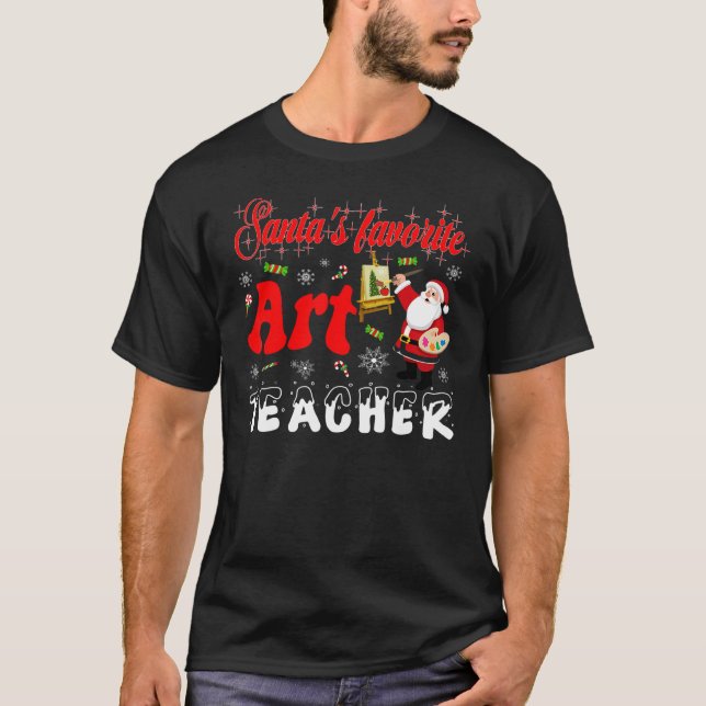 Art teacher Christmas   Santas Favorite teacher T-Shirt (Vorderseite)