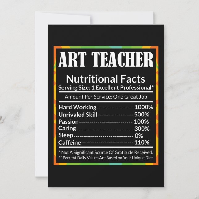 Art Teacher Facts Funny Artist Lover Grap Dankeskarte (Vorderseite)