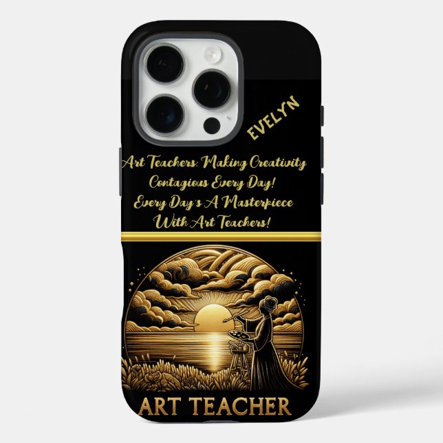 Art Teacher Malen eines ruhigen Sonnenuntergangs iPhone 16 Pro Hülle (Rückseite)
