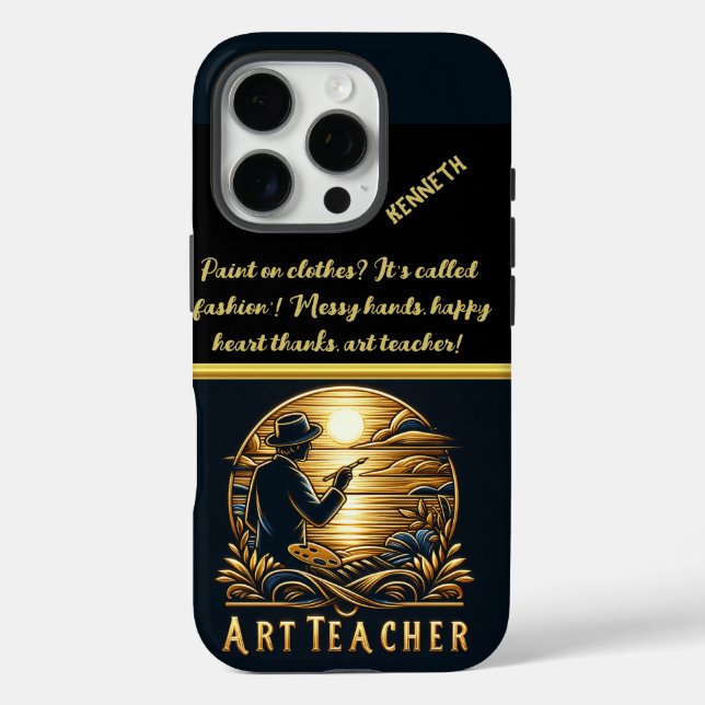 Art Teacher Malen eines Sonnenuntergangs iPhone 16 Pro Hülle (Rückseite)