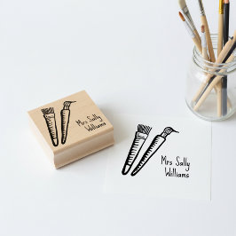 Art Teacher Name Stamp - Square Signature Stamper Gummistempel