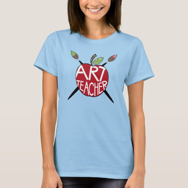 Art Teacher Painted Apple & Paint Brushs T-Shirt (Vorderseite)