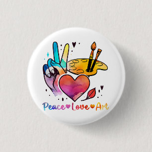 Art Teacher Peace Liebe Art für Künstler und Maler Button