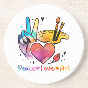 Art Teacher Peace Liebe Art für Künstler und Maler Getränkeuntersetzer