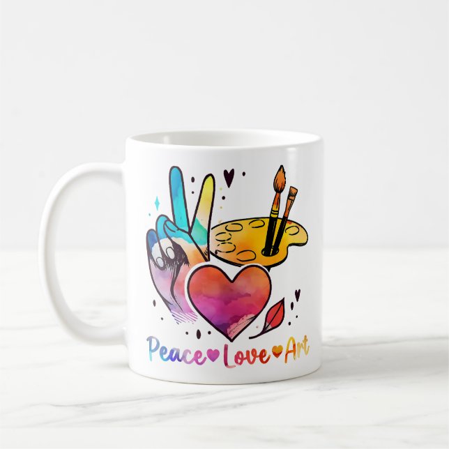 Art Teacher Peace Liebe Art für Künstler und Maler Kaffeetasse (Links)