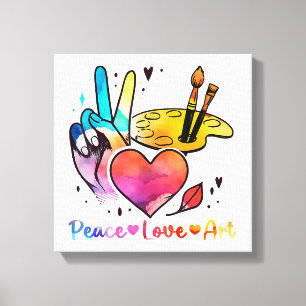 Art Teacher Peace Liebe Art für Künstler und Maler Leinwanddruck