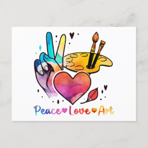 Art Teacher Peace Liebe Art für Künstler und Maler Postkarte