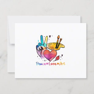 Art Teacher Peace Liebe Art für Künstler und Maler RSVP Karte