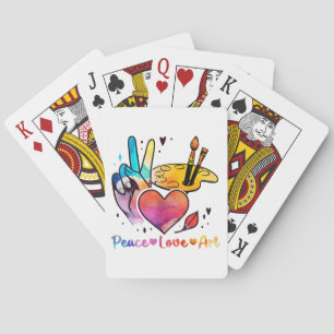 Art Teacher Peace Liebe Art für Künstler und Maler Spielkarten