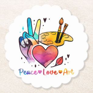 Art Teacher Peace Liebe Art für Künstler und Maler Untersetzer