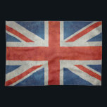 Art-Teetuch der BRITISCHEN britischen Küchentuch<br><div class="desc">Britisches Gewerkschafts-Jack-Fahneflaggen-Skala-3:5 mit einer Vintagen Retro oder Grungy Beschaffenheit. Der anwesende Entwurf der Gewerkschafts-Flagge rührt von eine königliche Proklamation her, die der Gewerkschaft von Großbritannien und von Irland im Jahre 1801 folgt. Die Flagge kombiniert Aspekte von drei älteren Staatsflaggen: das rote Kreuz von St George des Königreiches von England, des...</div>