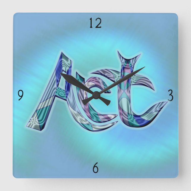 Art the Word  Square Wall Clock Quadratische Wanduhr (Vorderseite)