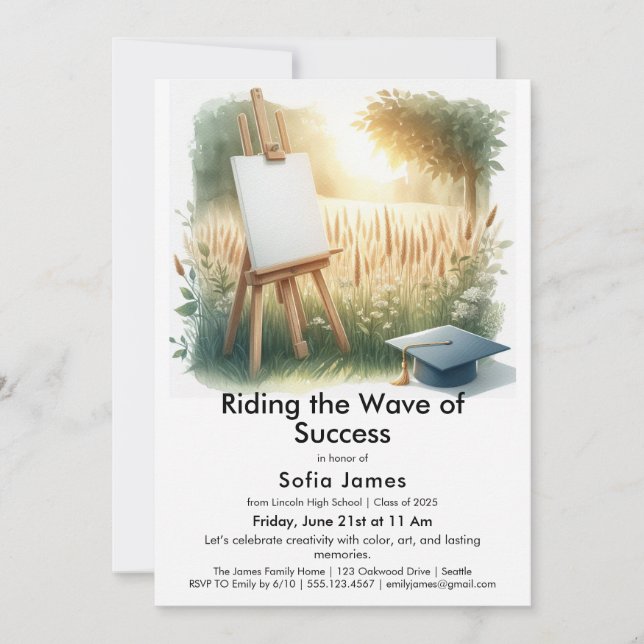 Art Theme Graduation Party Invitation Einladung (Vorderseite)