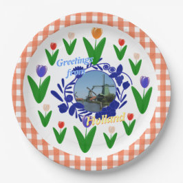 Art-Tulpe-Blumenmuster Hollands Delftware Pappteller