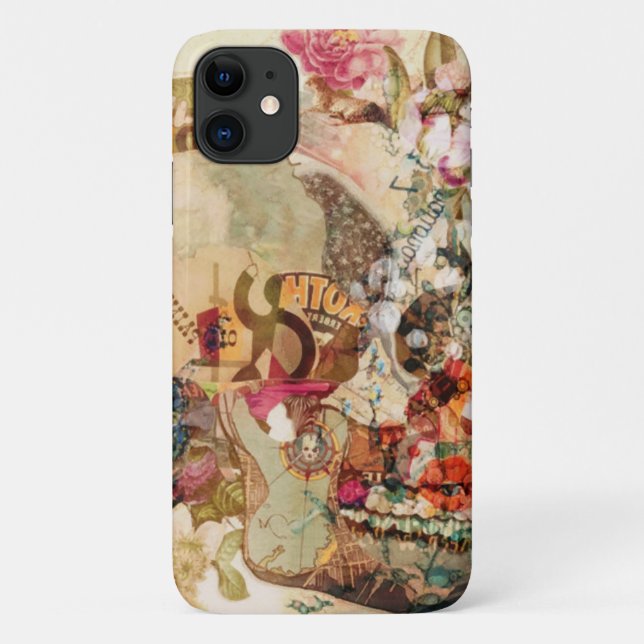 Art Vintag Sugar Skull Blume Case-Mate iPhone Hülle (Rückseite)