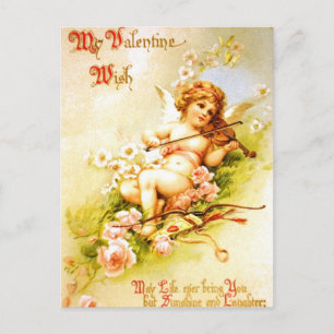 Art vintage de cupidon de carte postale de violon