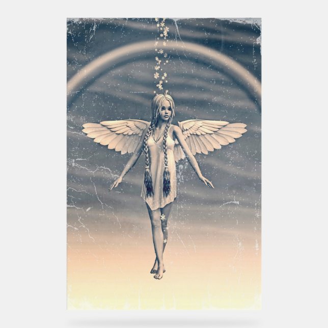 Art vintage de l'ange gardien arc-en-ciel (Recto)