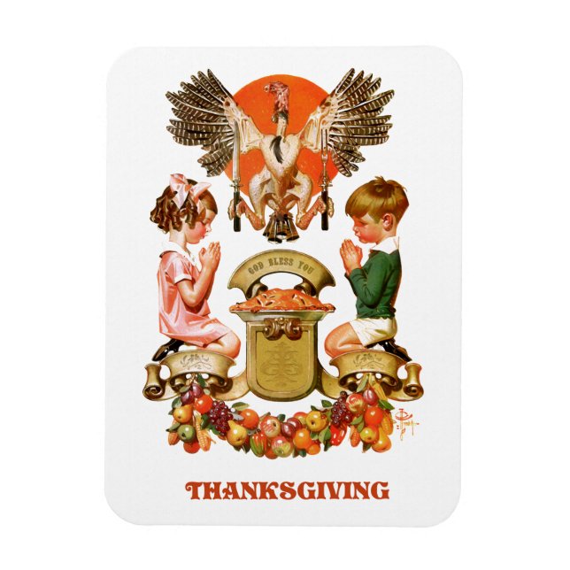 Art vintage Thanksgiving Magnets cadeaux (Vertical)