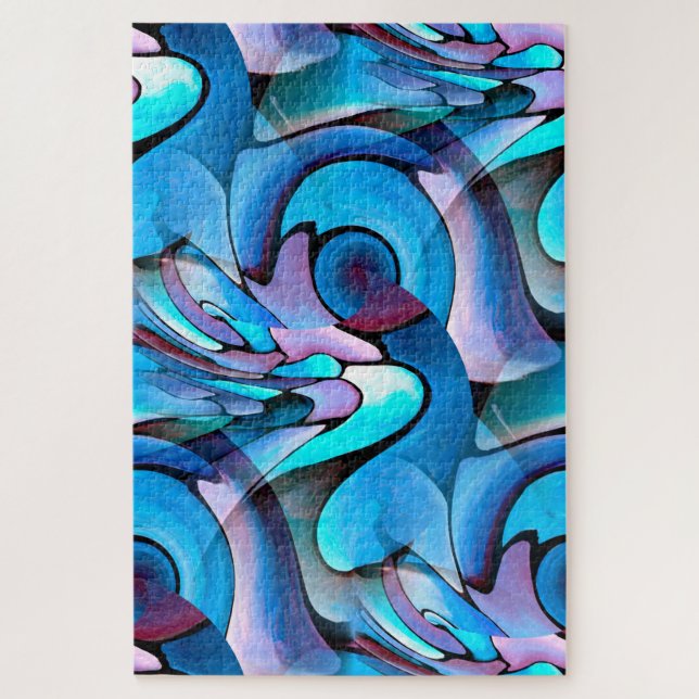 Artdeco Abstraktes Aqua Geometrisches Muster (Vertikal)