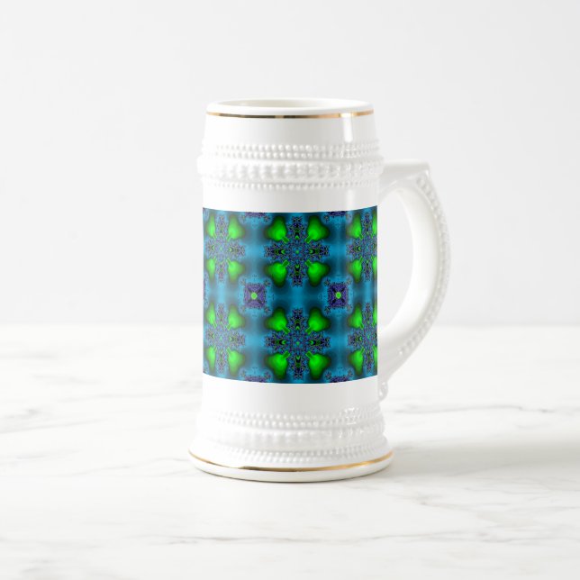Artdeco-Blume im Retro-Stil Bierglas (VorderseiteRechts)