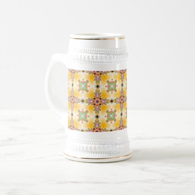 Artdeco-Blume im Retro-Stil Bierglas (Vorderseite Links)