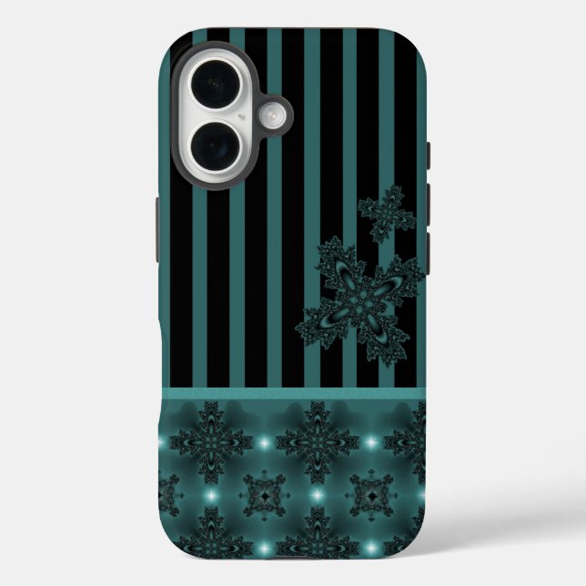 Artdeco-Blume im Retro-Stil iPhone 16 Hülle (Rückseite)