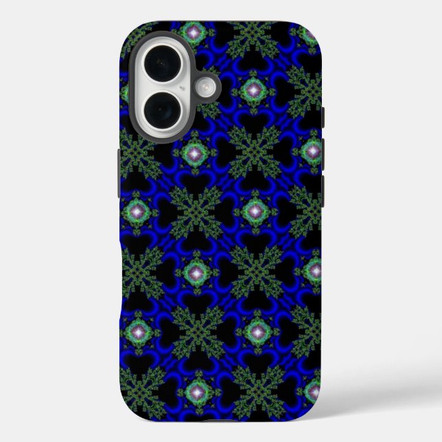 Artdeco-Blume im Retro-Stil iPhone 16 Hülle (Rückseite)