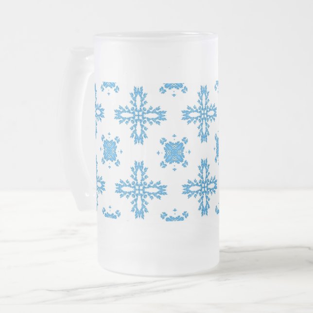 Artdeco-Blume im Retro-Stil Mattglas Bierglas (Vorderseite Links)