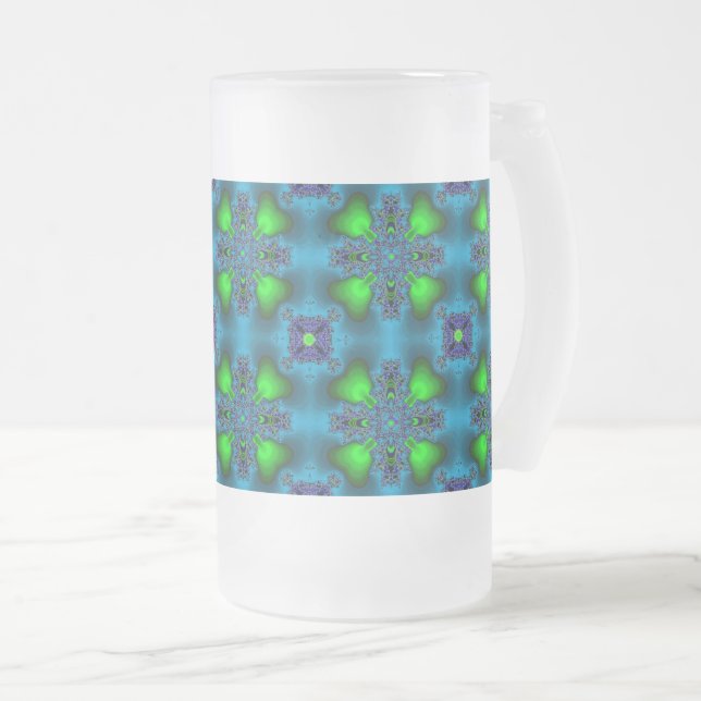 Artdeco-Blume im Retro-Stil Mattglas Bierglas (VorderseiteRechts)