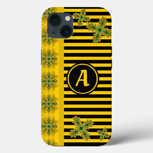 Artdeco-Blume im Retro-Stil mit Monogramm Case-Mate iPhone Hülle (Rückseite)